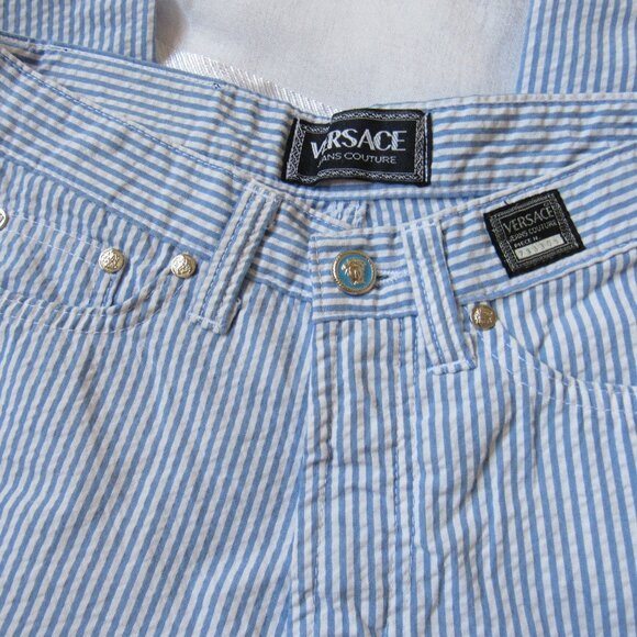 Versace Jeans Couture Women Pants Trousers Size 26 /S (40IT),White/Blue - Picture 2 of 7